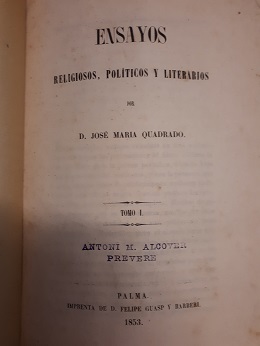 Coberta de Ensayos religiosos, políticos y literarios (Tom I)