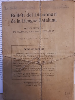 Coberta de Bolletí del Diccionari de la Llengua Catalana (Tom  XV, número II)