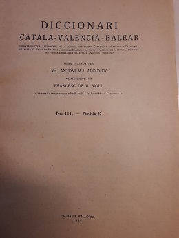 Coberta de Diccionari Català-Valencià-Balear (Tom III - Fascicle 35)