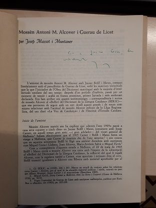 Coberta de Mossèn Antoni M. Alcover i Guerau de Liost