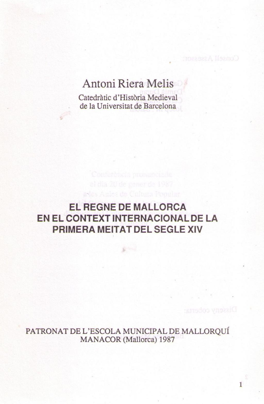 Coberta de El regne de Mallorca en el context internacional de la primera meitat del segle XIV