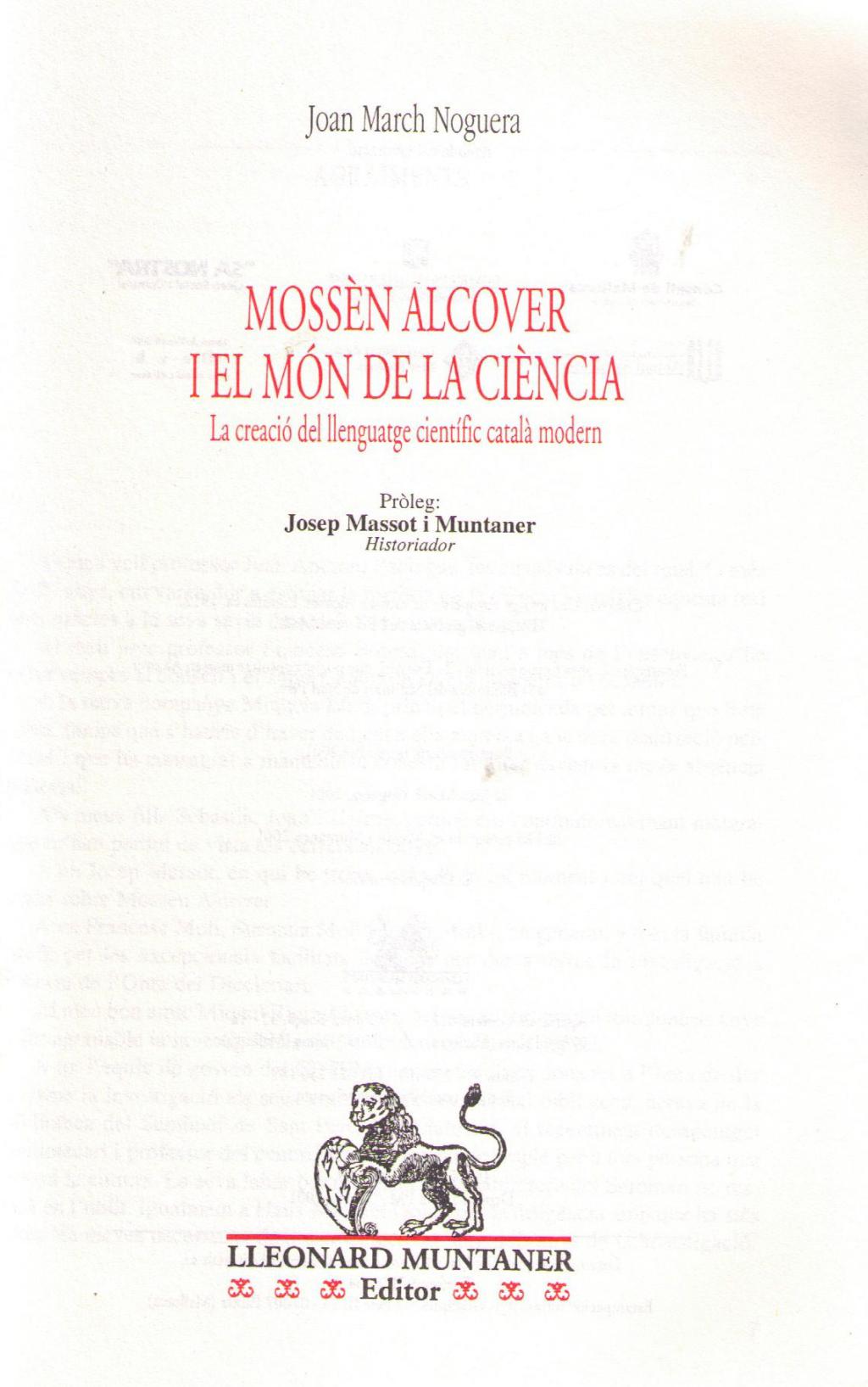 Coberta de Mossèn Alcover i el món de la ciència. La creació del llenguatge científic català modern