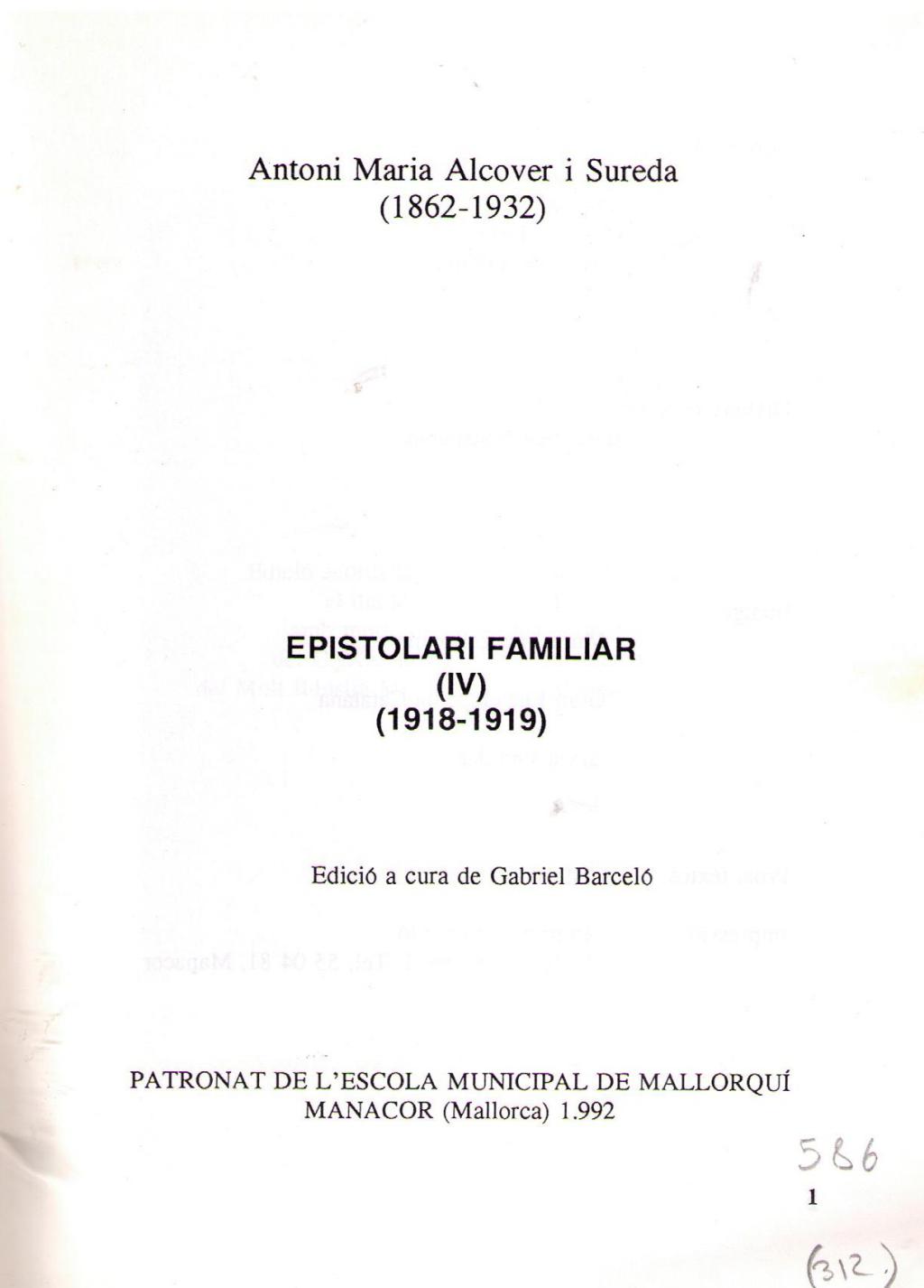 Coberta de Epistolari Familiar (IV) (1918-1919)