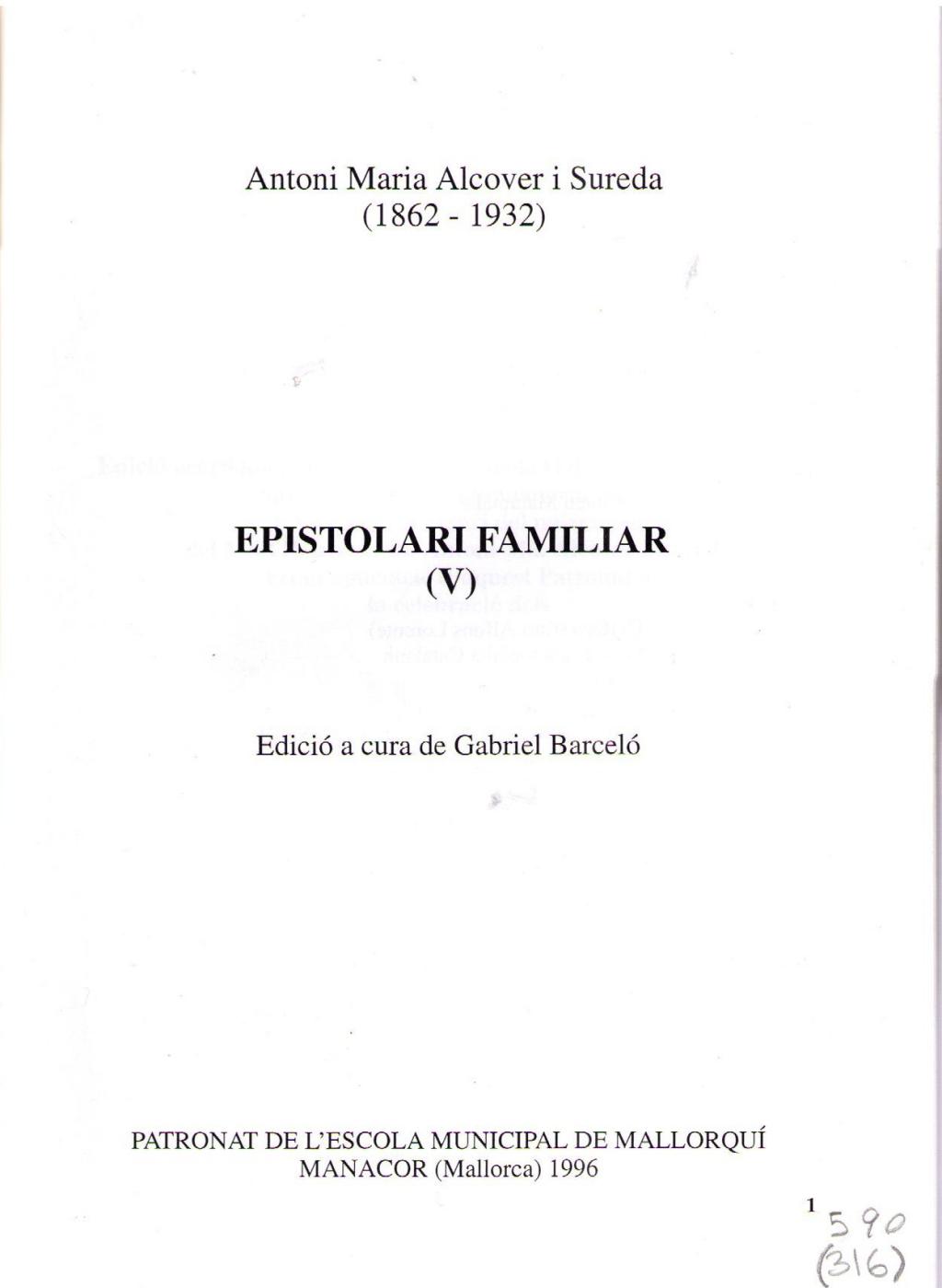Coberta de Epistolari Familiar (V) (1920-1921)