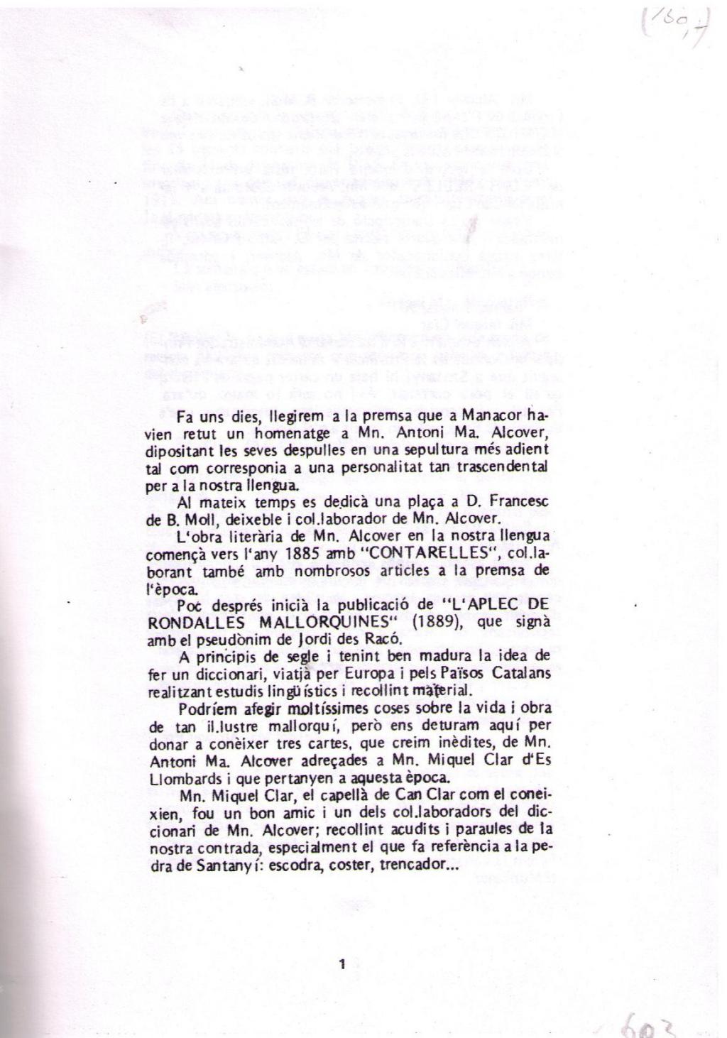 Coberta de Aportació a l'epistolari de Mn. Antoni M. Alcover