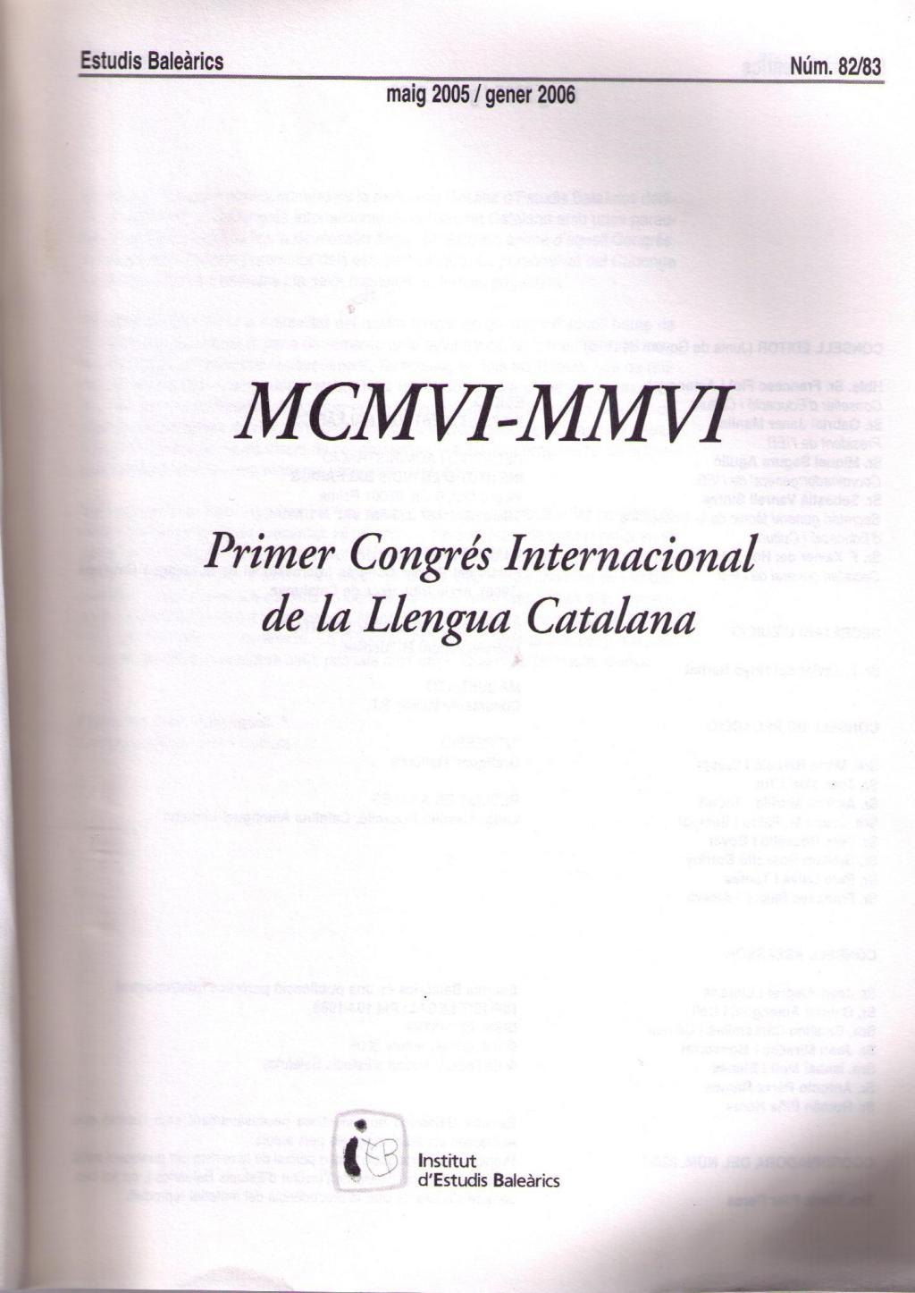Coberta de Primer Congrés Internacional de la Llengua Catalana