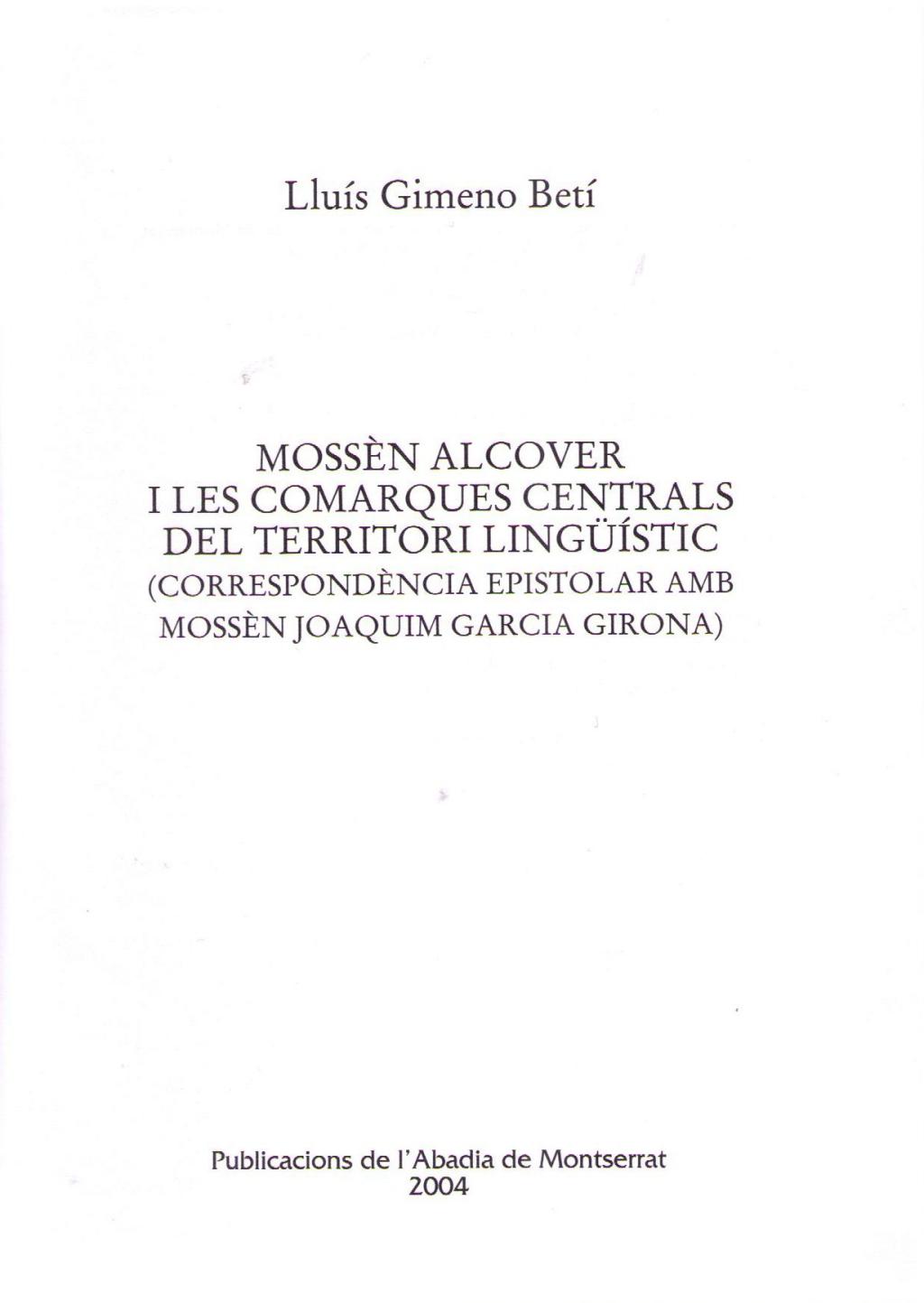 Coberta de Mossèn Alcover i les comarques centrals del territori lingüístic