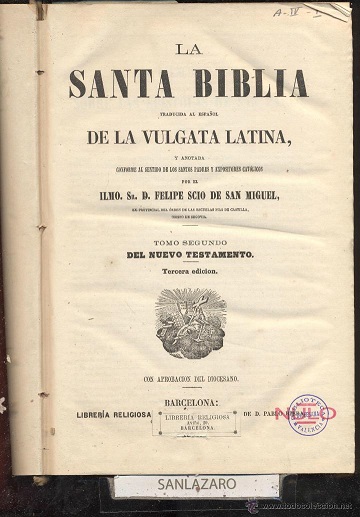 Coberta de La sagrada Biblia Vulgata Latina (Tom II) Nuevo Testamento