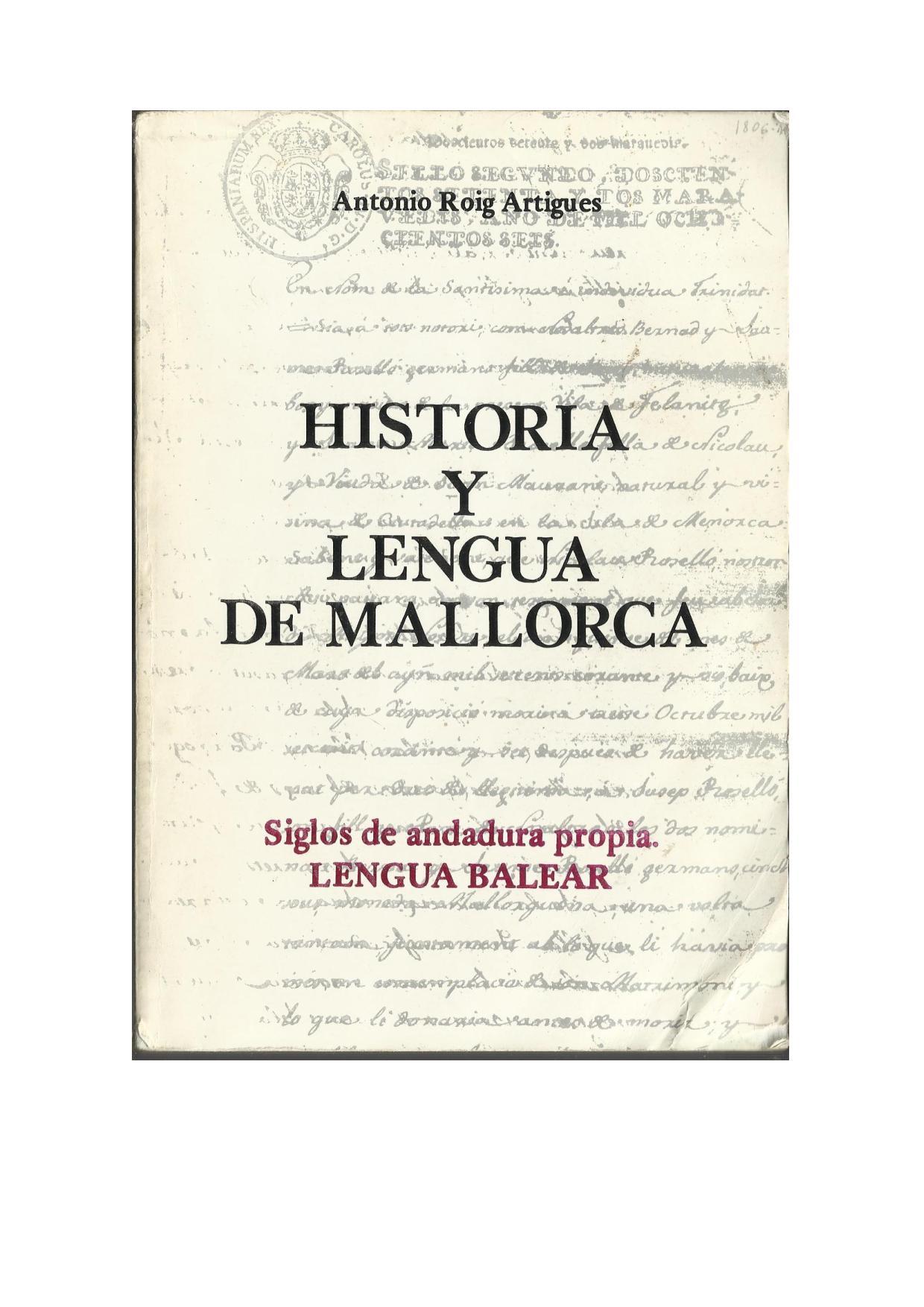 Coberta de Historia y lengua de Mallorca