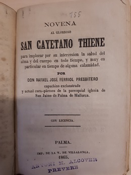 Coberta de Novena al glorioso San Cayetano Thiene